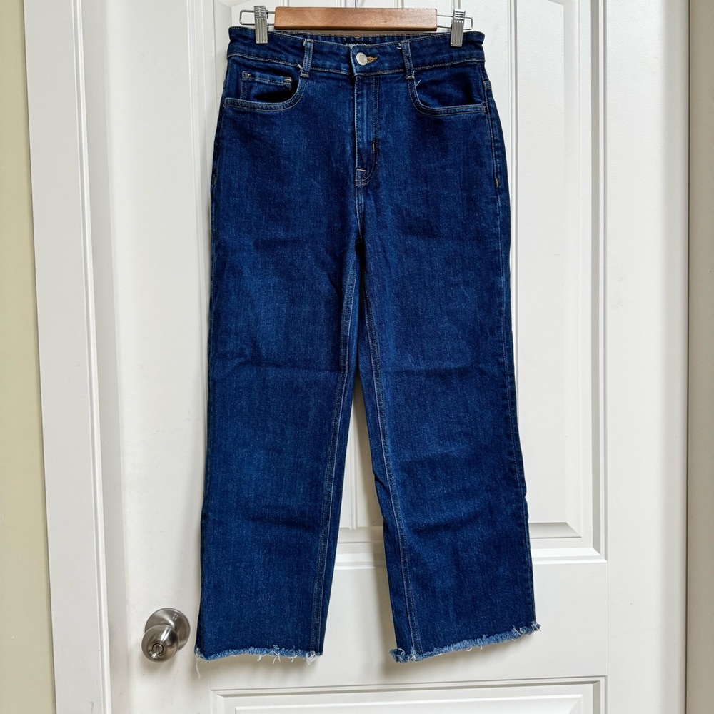 Frank and Oak High Waist Cropped Wide Leg Jeans. 27" by 24"